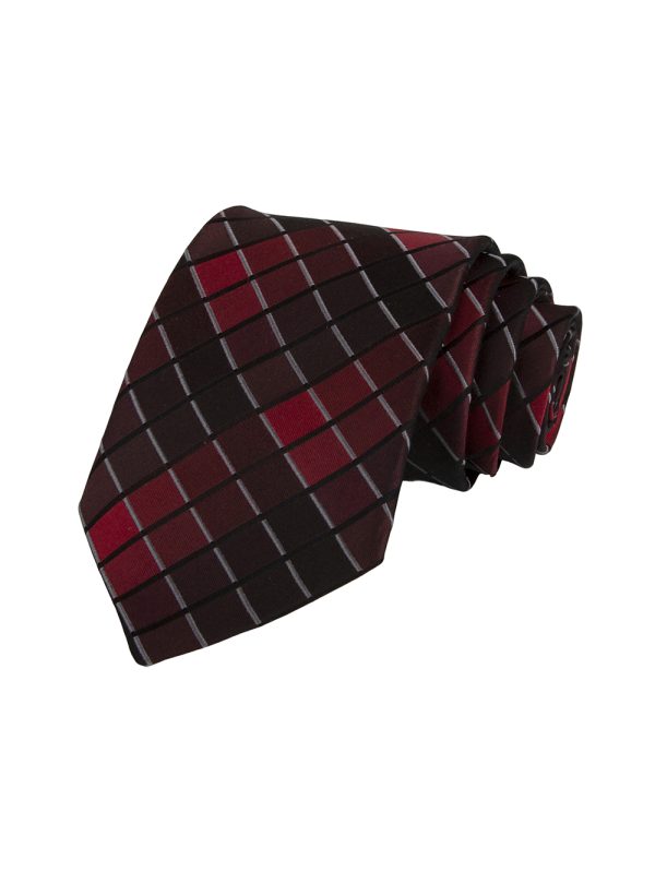 Burgundy Checkered Gradient Silk Tie