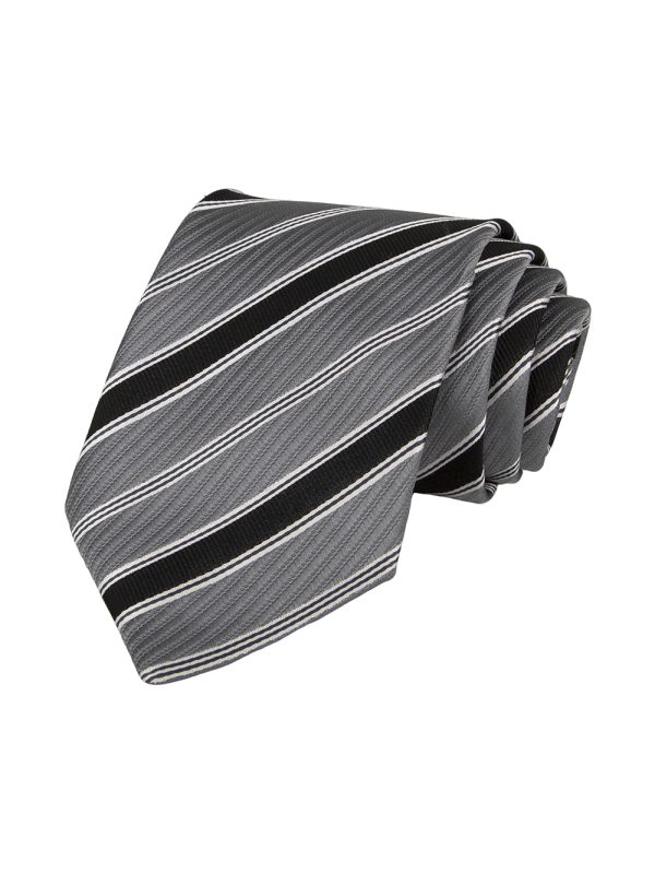 Black, White and Gray Three-Color Twill Classic Silk Tie