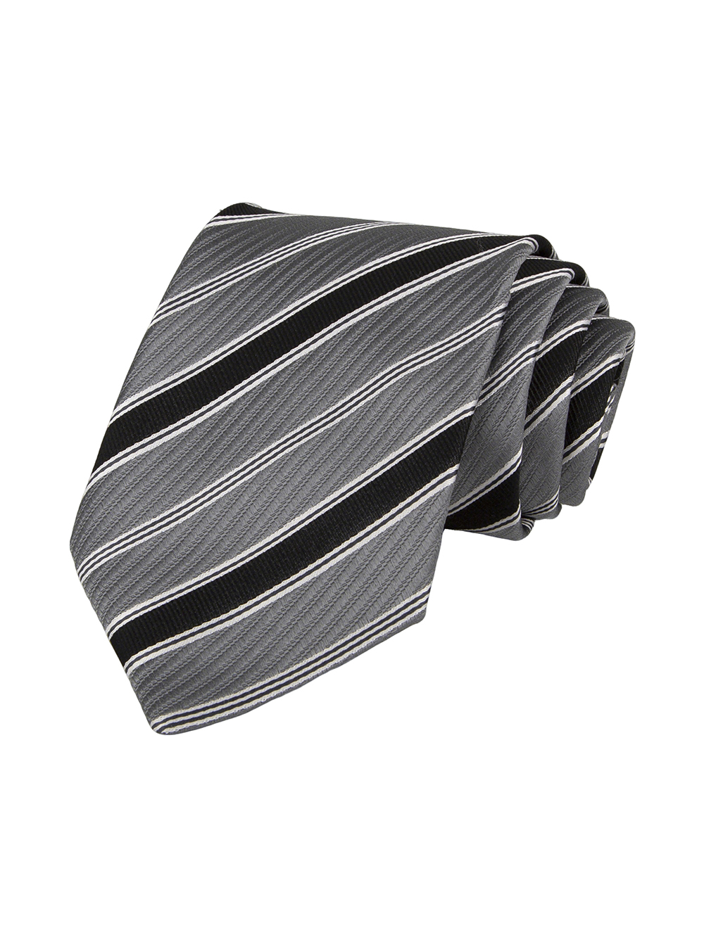 Black, White and Gray Three-Color Twill Classic Silk Tie